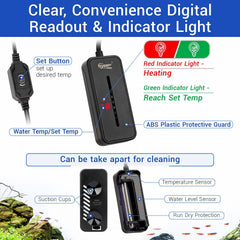Hygger LED display shows real-time temperature for precise monitoring.