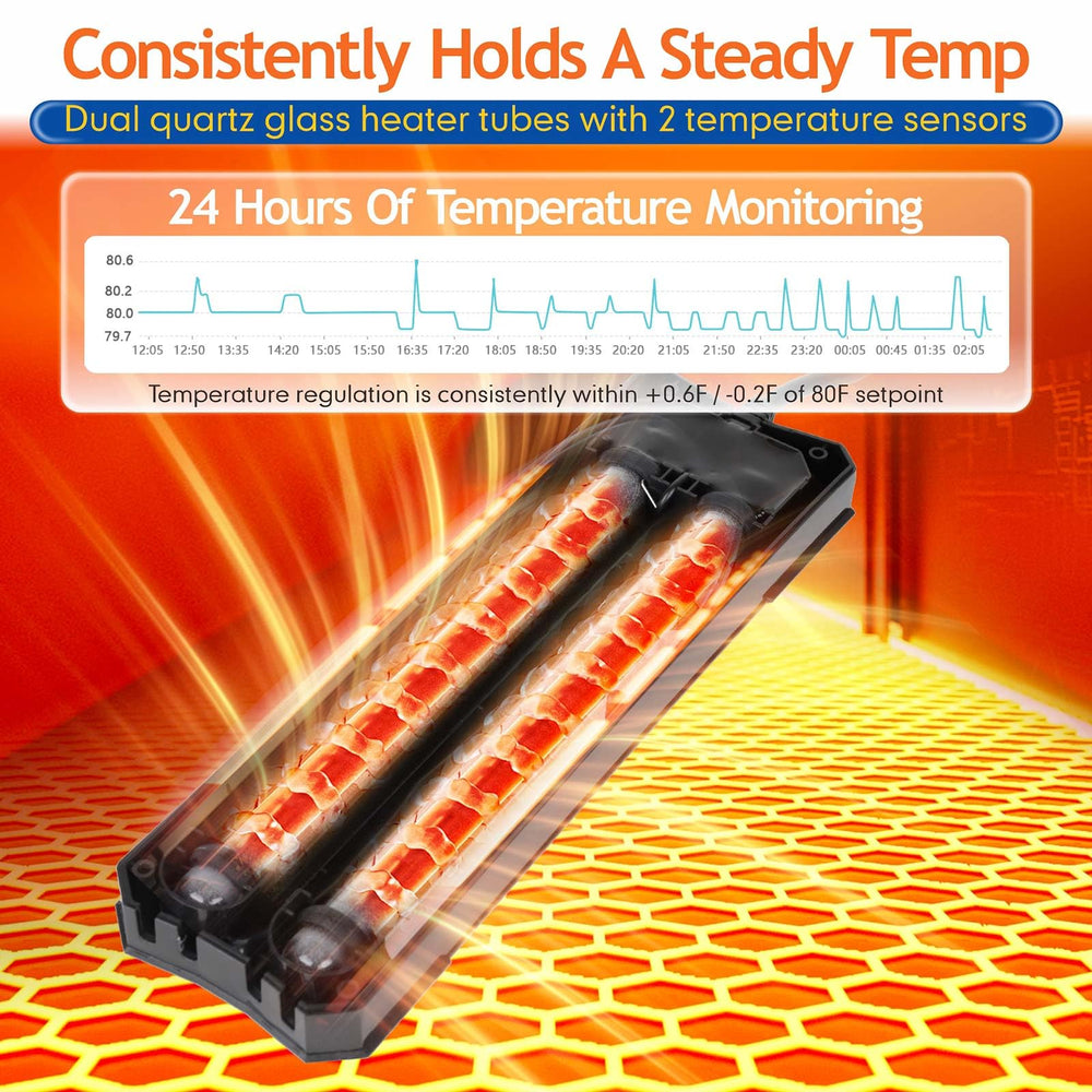 Hygger LED heating status indicator shows heating and standby states at a glance.