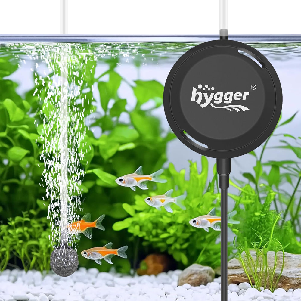 Hygger MINI 1.5W pump shown delivering whisper-quiet operation on a desk Aquarium.