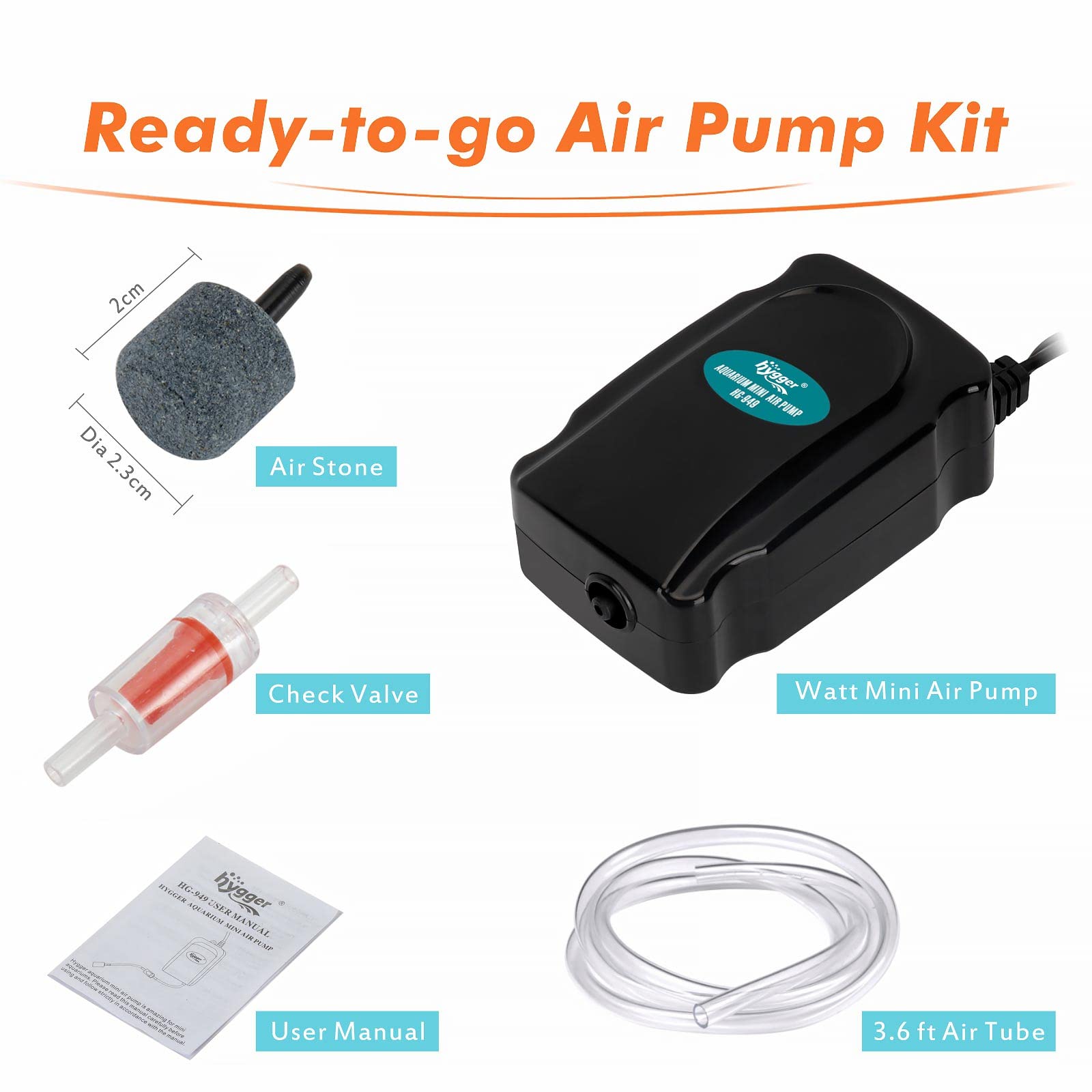 hygger mini aquarium air pump kit in-use with sponge filter demonstrates improved water movement