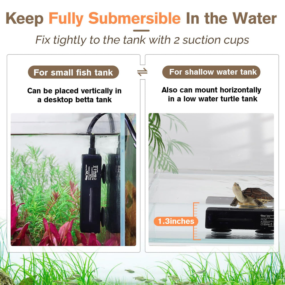 hygger Mini Heater 5-10 gallon fit ensures compact safety in small betta tanks