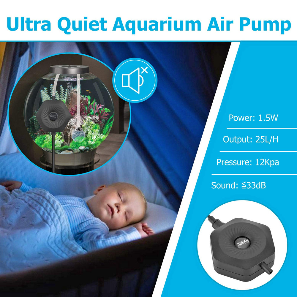 hygger mini pump with double-side suction cups for secure mounting.