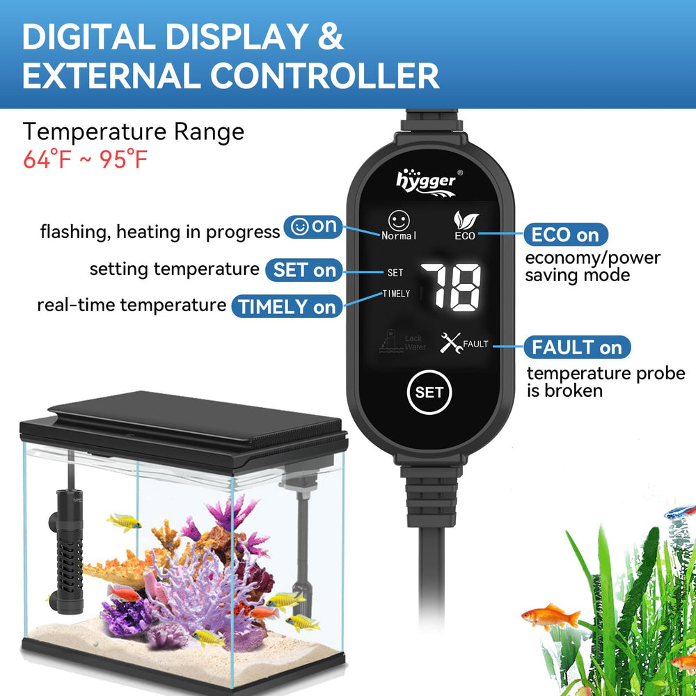 Hygger mini tank heater corner-fit saves space while keeping fish comfy