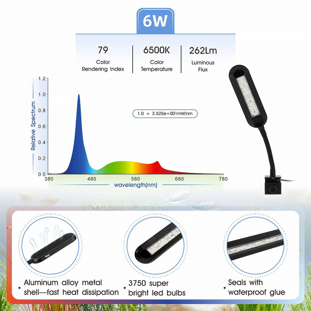Hygger nano-tank-light gooseneck angled demonstrates flexible lighting for precise tank shading.