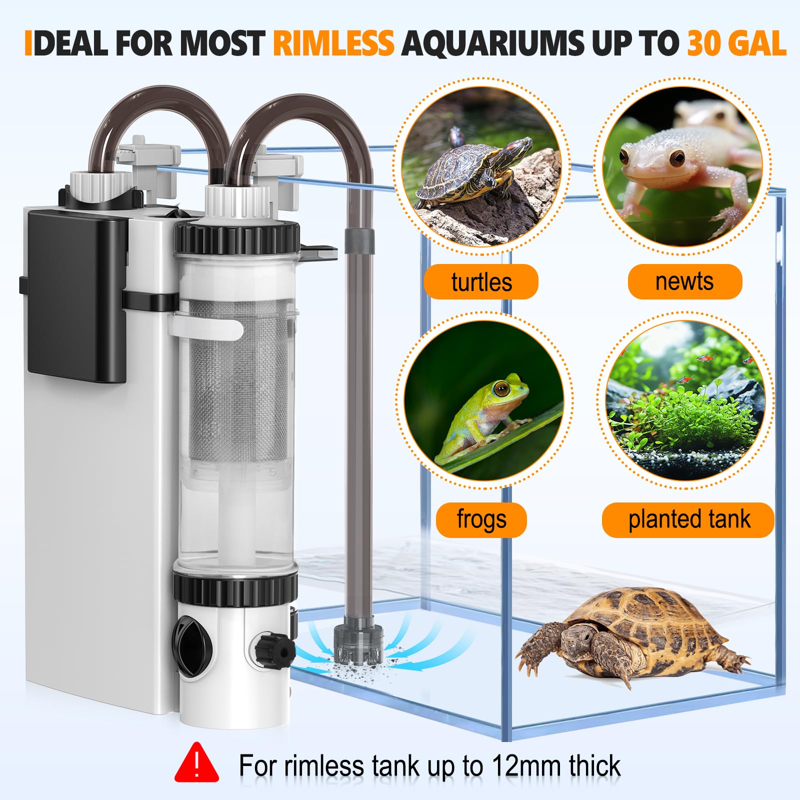 hygger three-stage media chamber traps debris and supports bio filtration