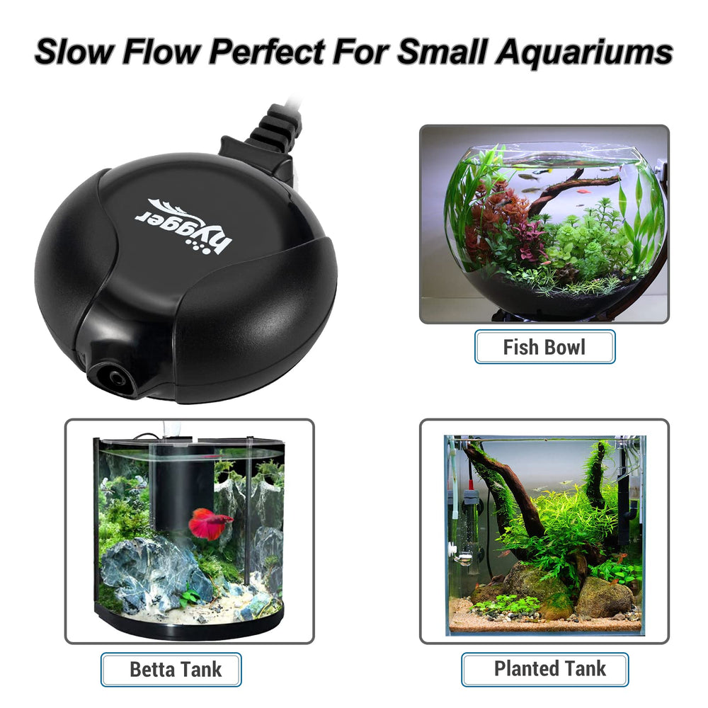 Hygger Quiet Mini Air Pump with air tube and stone; ready-to-use kit