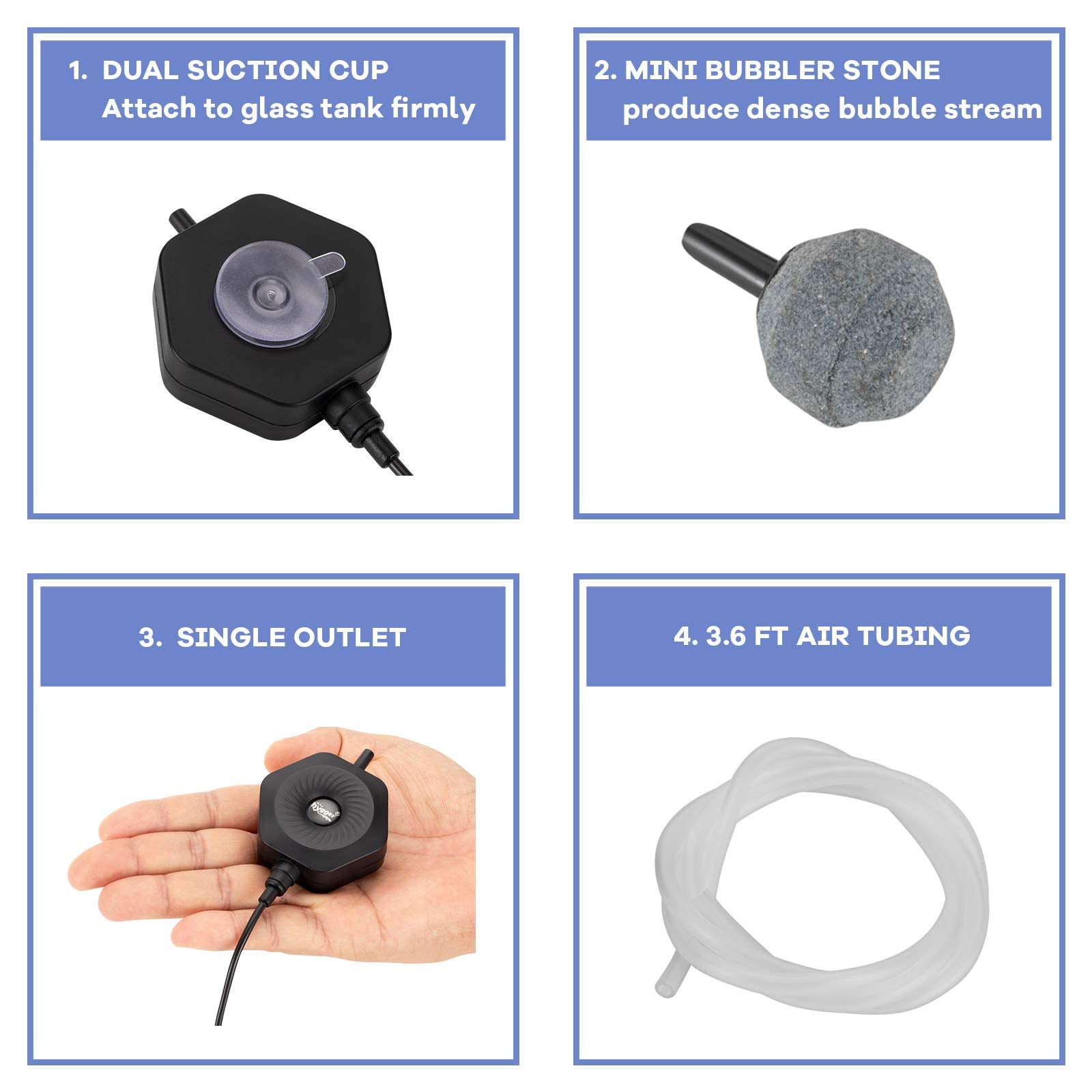 hygger Quiet Mini Pump energy-saving 1.5W power is ideal for small tanks.