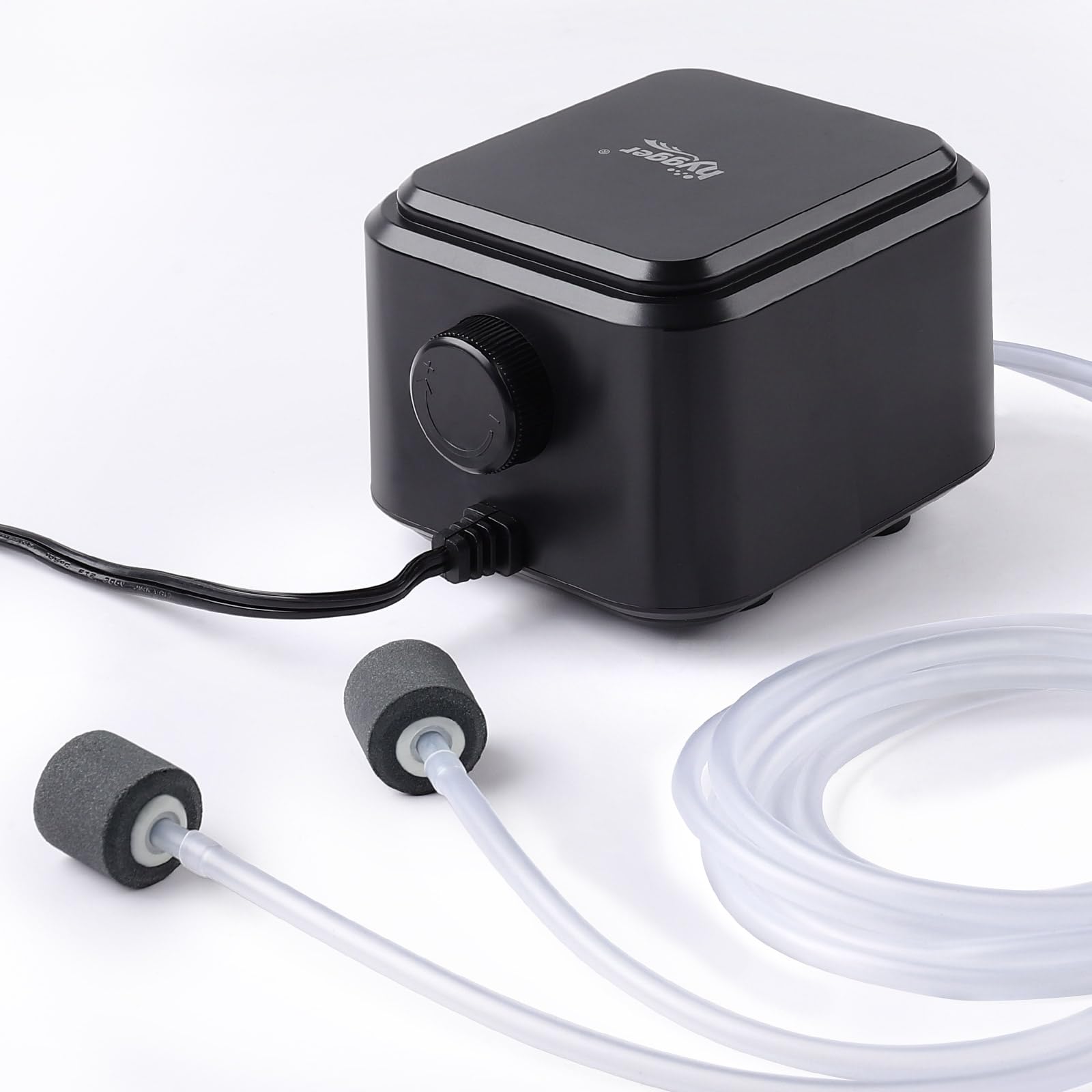 hygger quietest aquarium air pump with two outlets delivers steady bubbles for improved aeration
