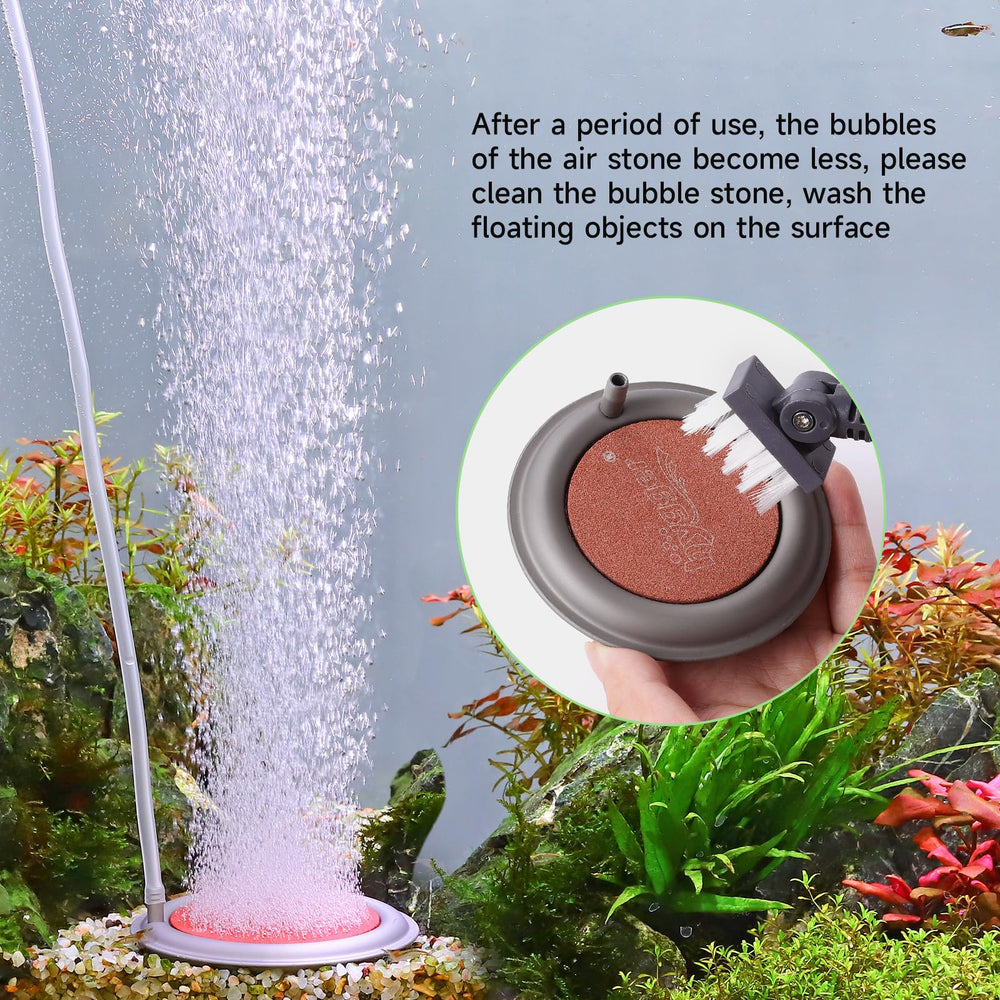 hygger 3.4 inch round air stone in tank delivering fine bubbles for improved gas exchange