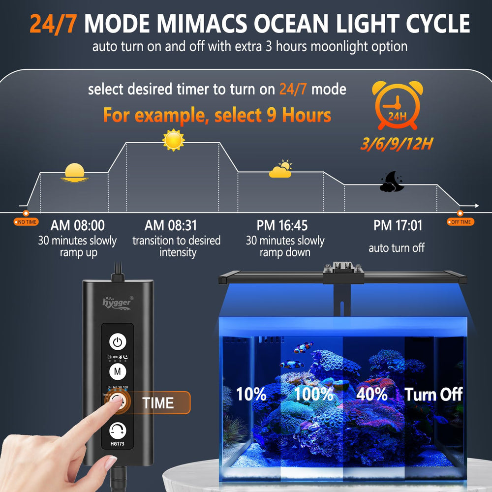 Hygger saltwater light moonlight view offers gentle night illumination