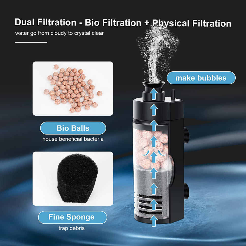 hygger small aquarium bio sponge filter side view space-saving design