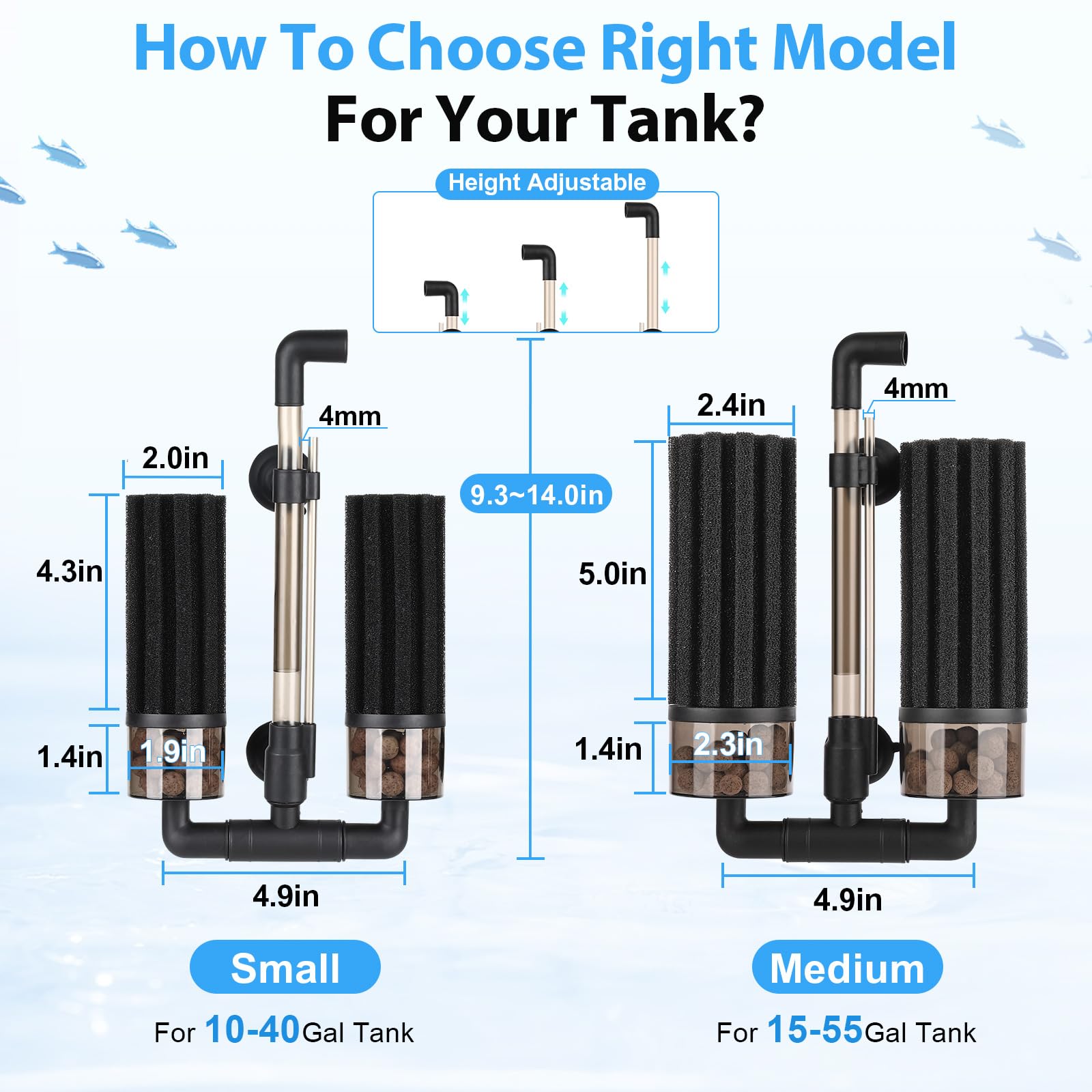 Hygger sponge filter in tank supports small fish and fry with reliable filtration.