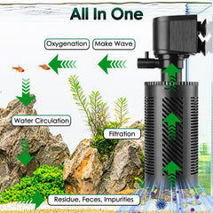 Hygger submersible filter dimensions highlight 7.9-inch height and 2.4-inch width