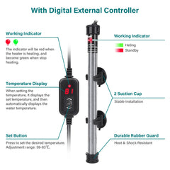 Hygger submersible heater external controller enables touchless temperature adjustment.