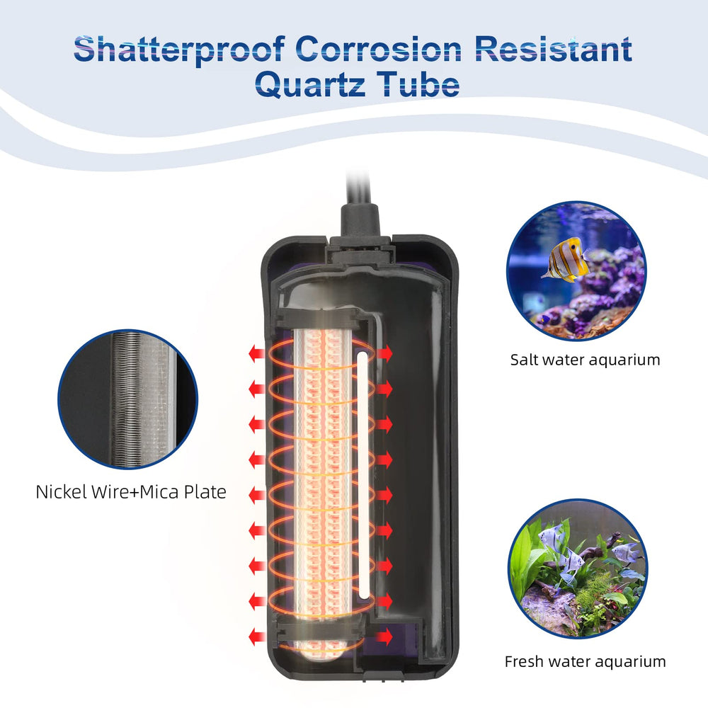 Hygger submersible heater safety shut-off image for overheating protection.