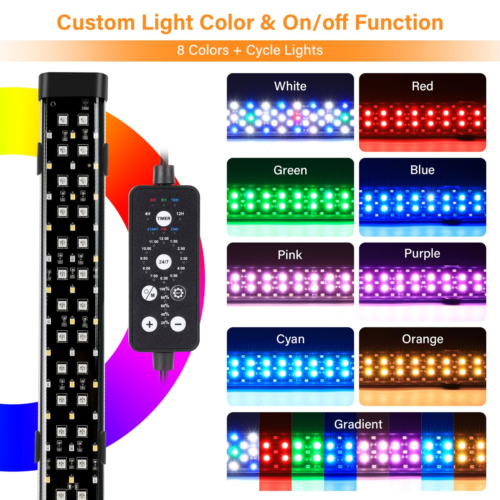 Hygger submersible LED aquarium light side-mount shows versatile placement for tanks