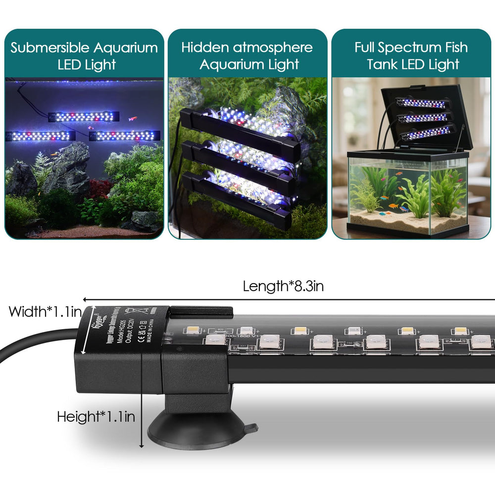 hygger submersible light inside tank creates soft, eye-friendly tones