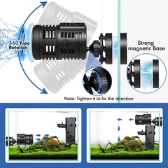 Hygger submersible pump with silicone pads for silent tank use.