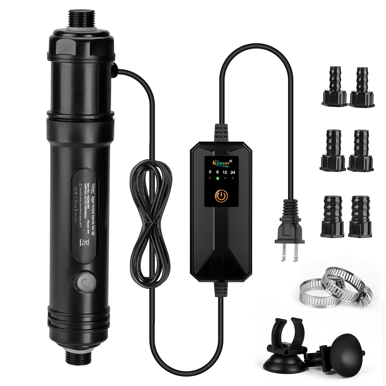 hygger U-V light shielded housing keeps aquarium safe with protected UV exposure