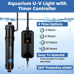 hygger U-V light with timer memory ensures automatic on/off for consistent cleaning