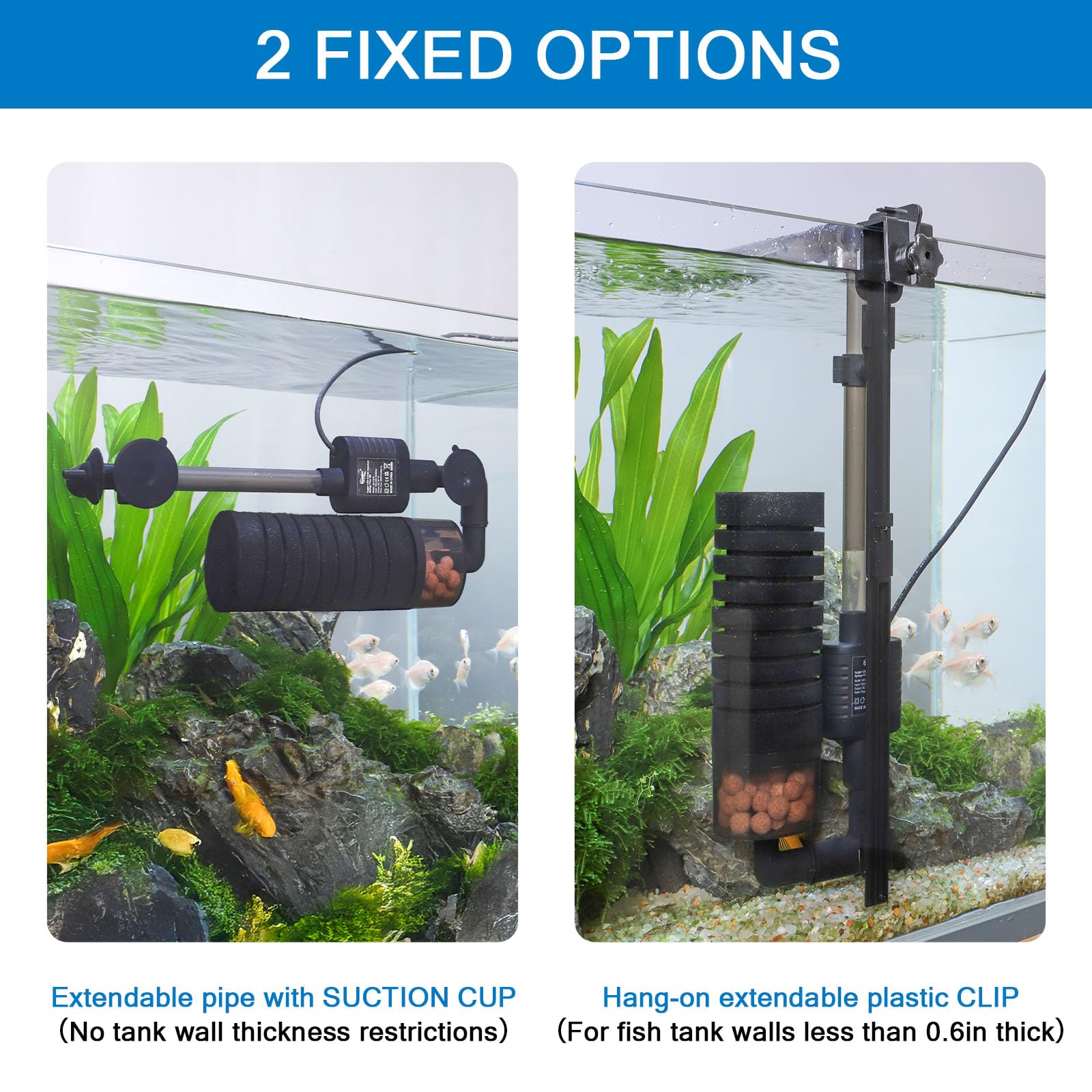 Hygger filter outlets configuration demonstrates adjustable flow for customized tank setup