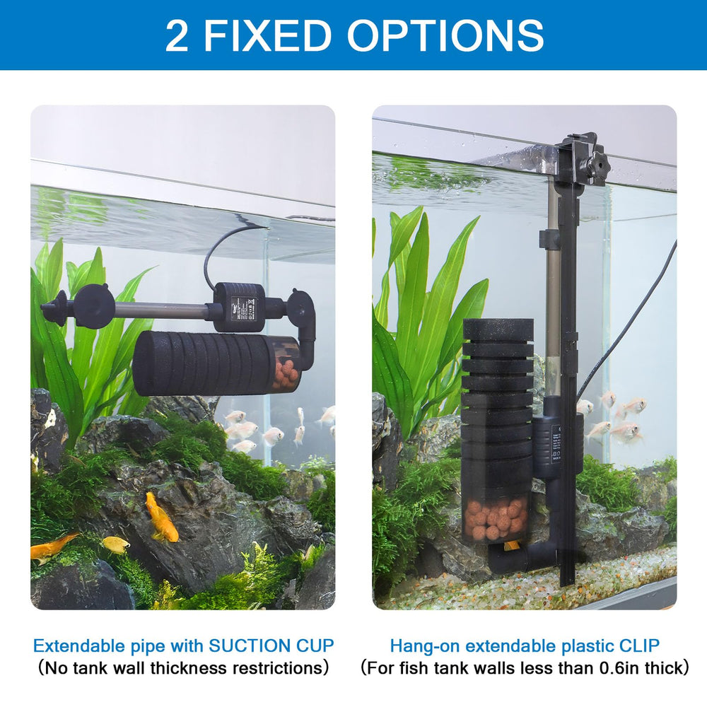 Hygger filter outlets configuration demonstrates adjustable flow for customized tank setup