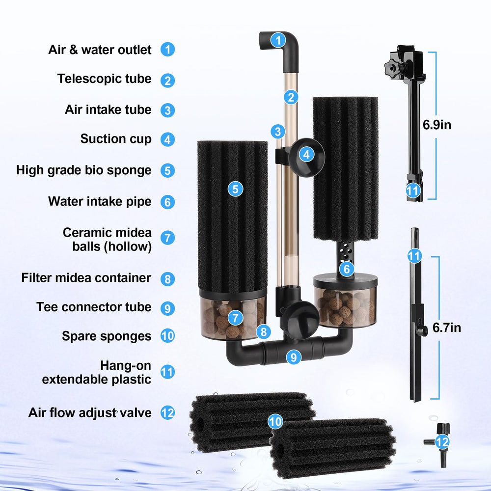 Hygger vertical stripe design increases filtration surface area for more efficient filtration.