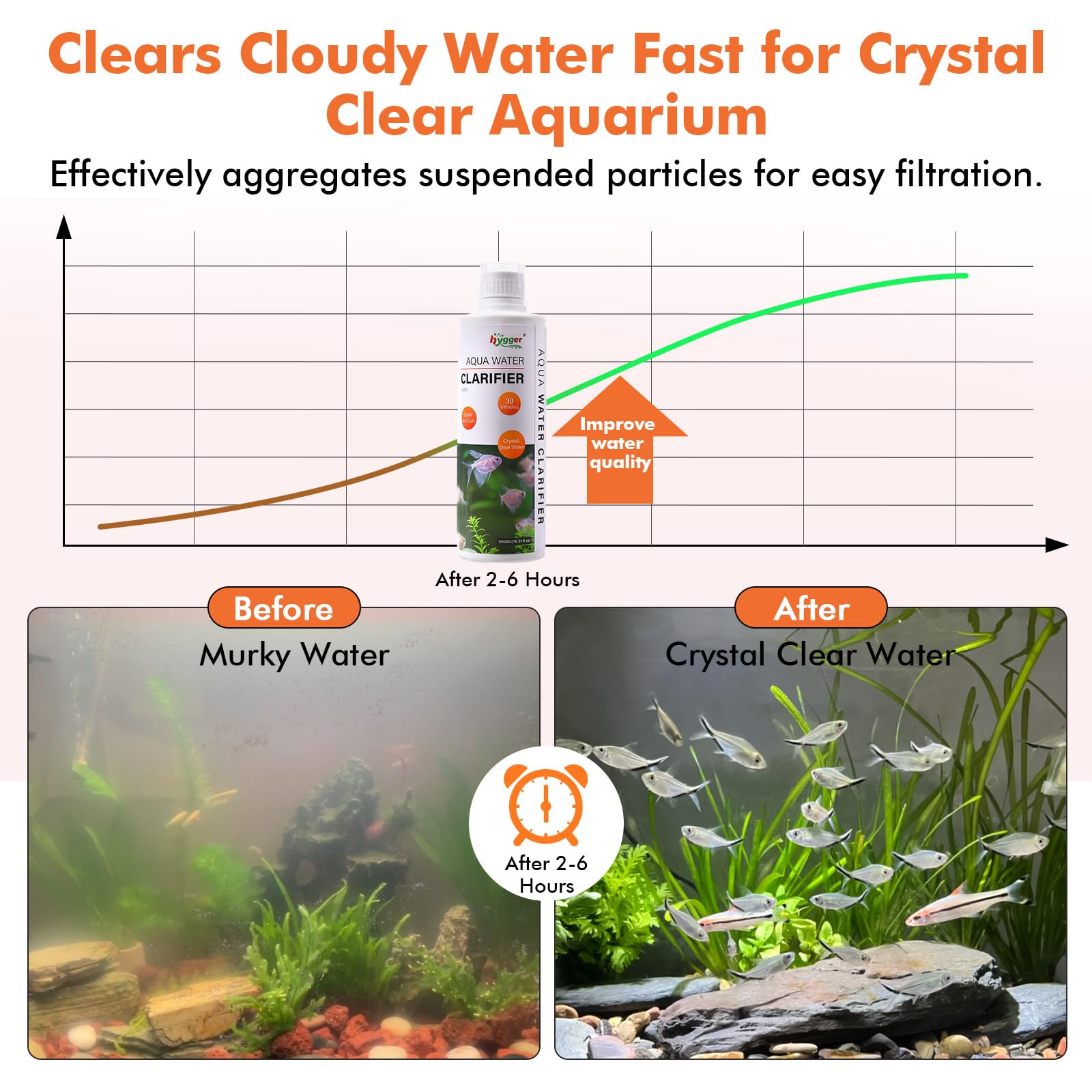 hygger Water Clarifier cloudy water before after shows dramatic clarity in hours