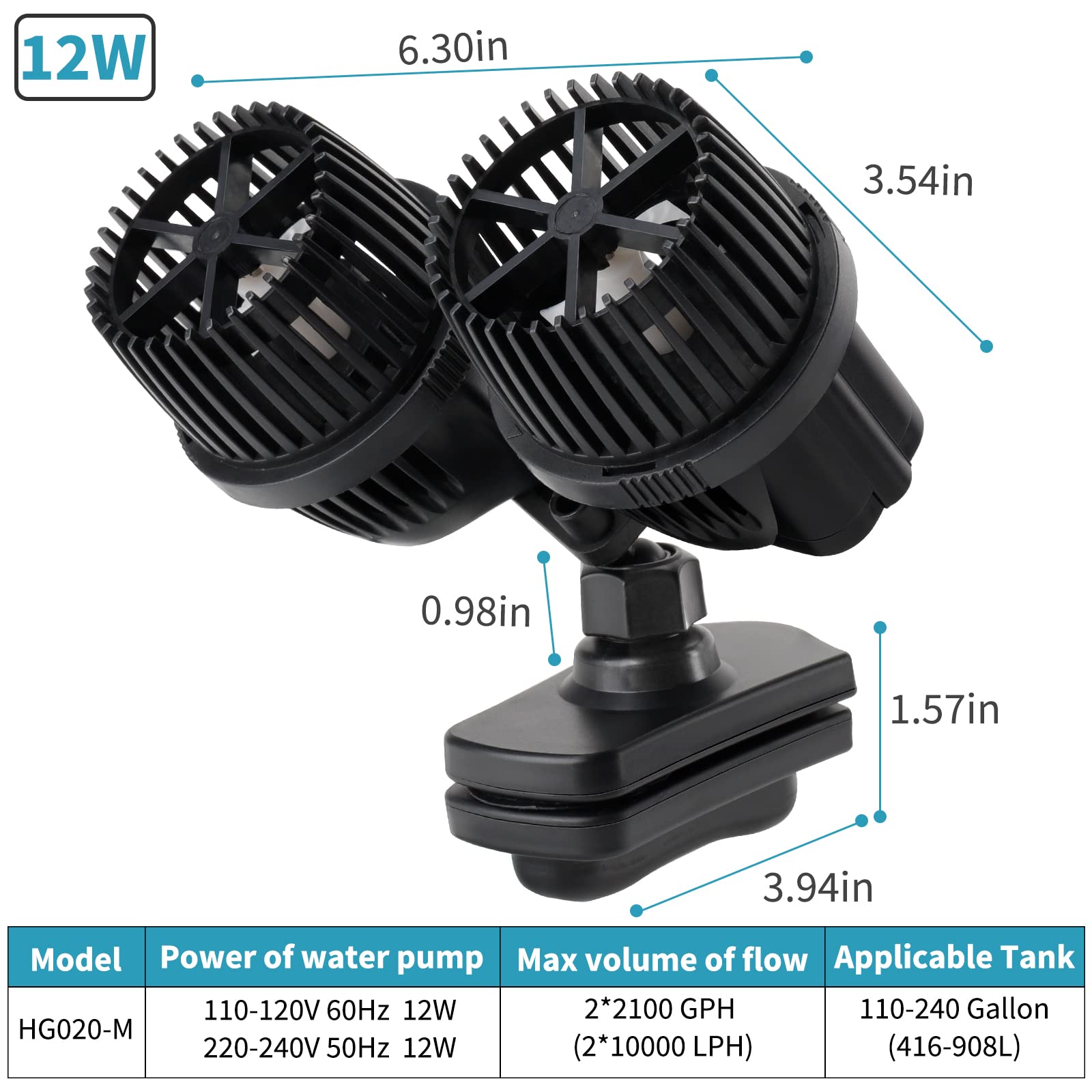 Hygger wave-maker supports coral and fish by circulating water.