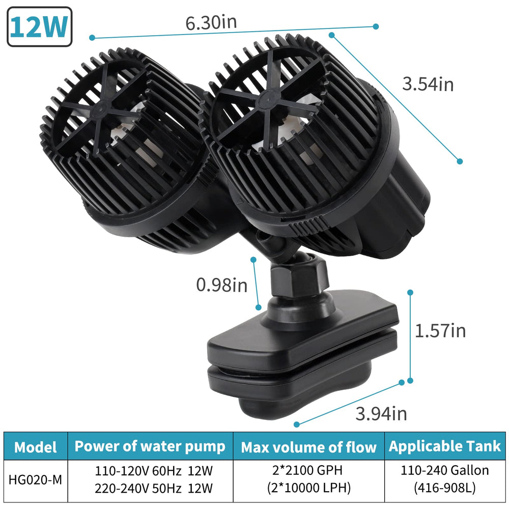 Hygger wave-maker supports coral and fish by circulating water.