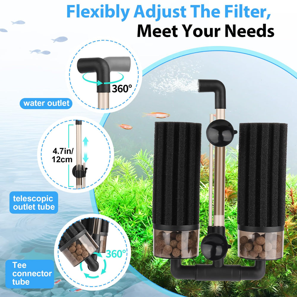 Hygger rotatable water outlet allows adjustable flow direction for tank customization.