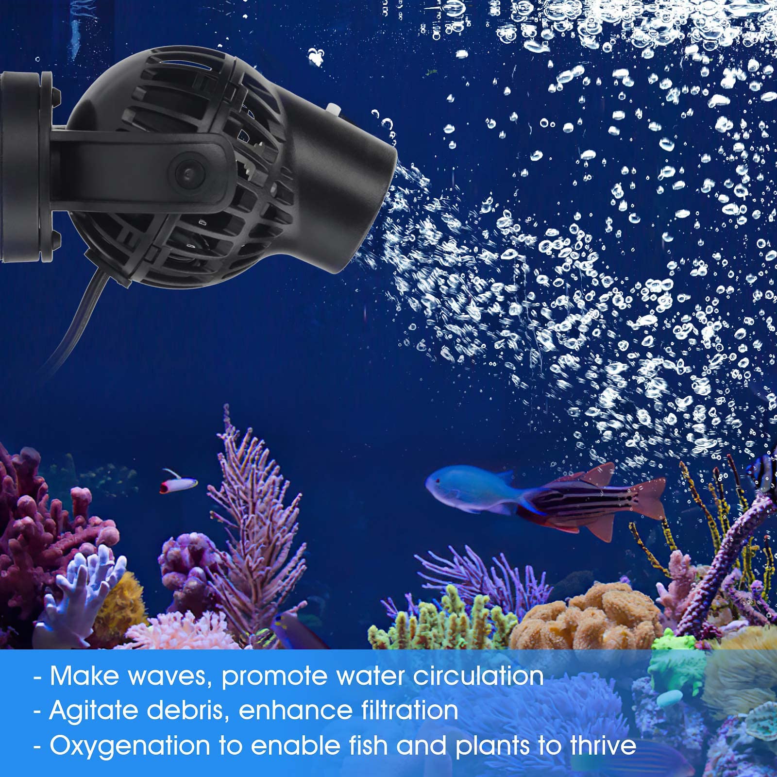 Hygger Wave Maker-feeding-switch-use highlights no-splash feeding for calmer meals.