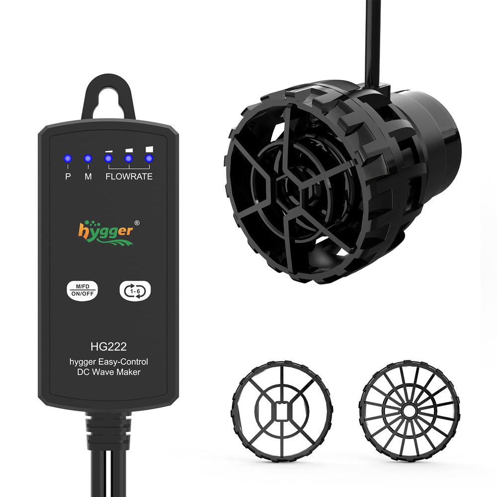 hygger wave maker front view highlights three outlets for flexible aquarium circulation.