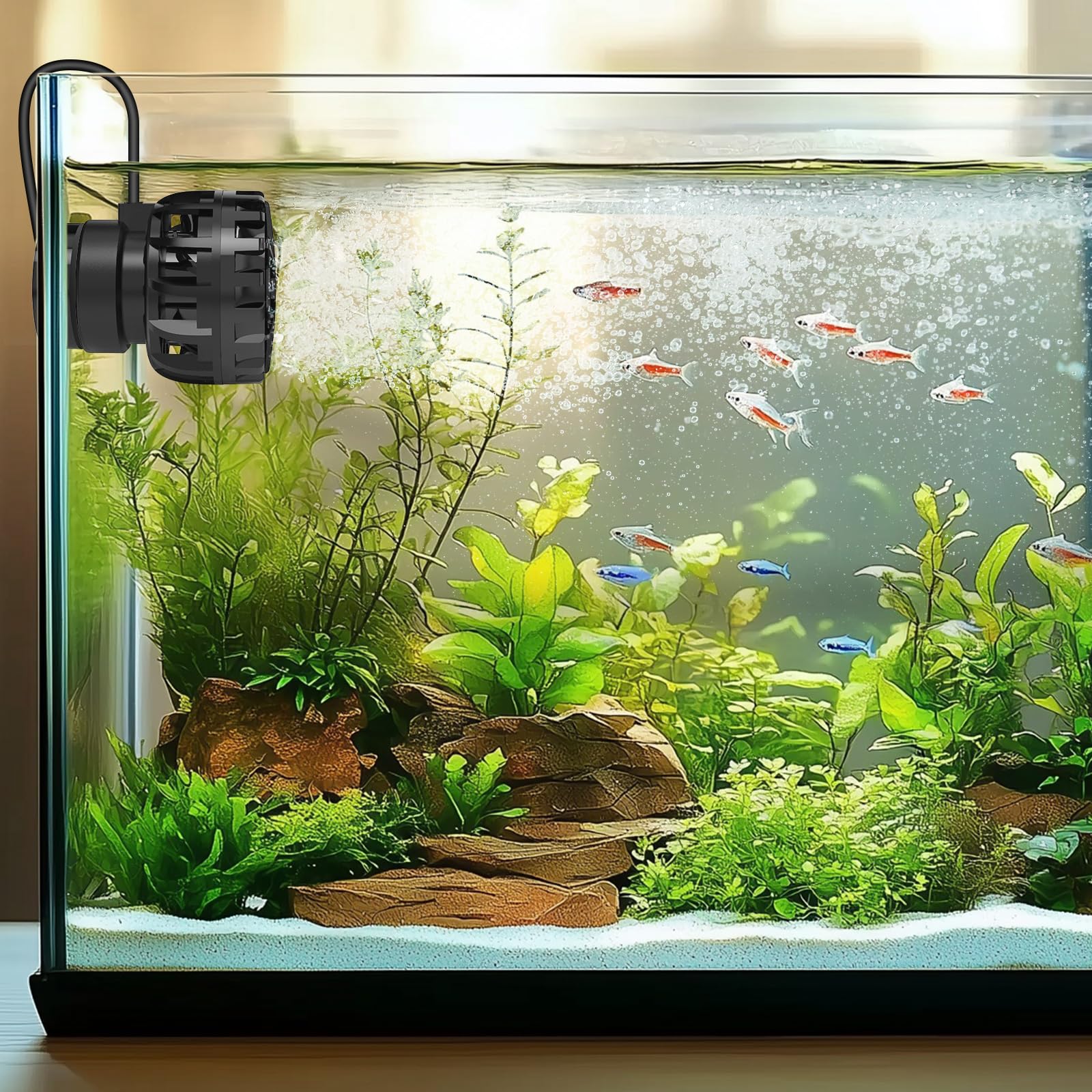 hygger wave maker usage scene shows saltwater or freshwater versatility.