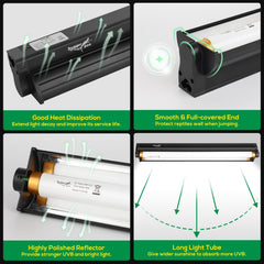 Hygger zoo aluminum hood with heat dissipation for cooler operation and longer life.