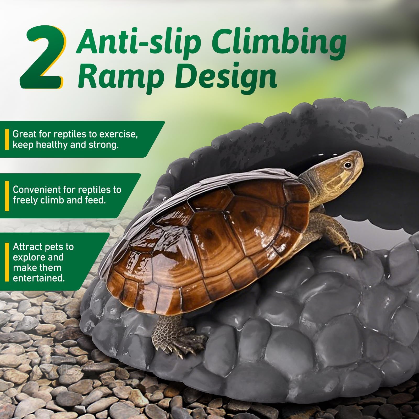 Hygger Zoo anti-slip ramp keeps feeding and drinking smoother for climbing reptiles