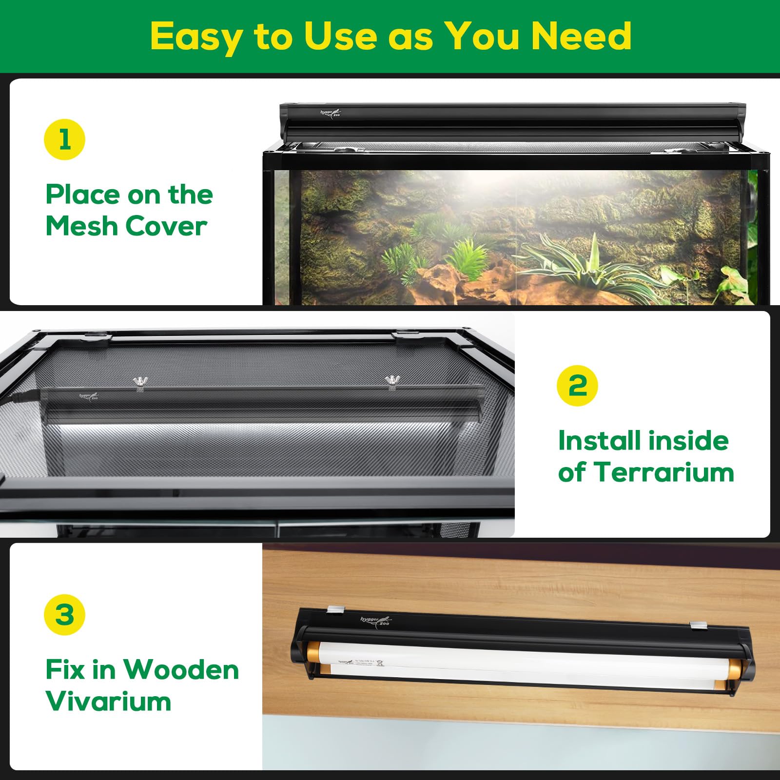 Hygger Zoo UVB light in bearded dragon tank for healthier basking