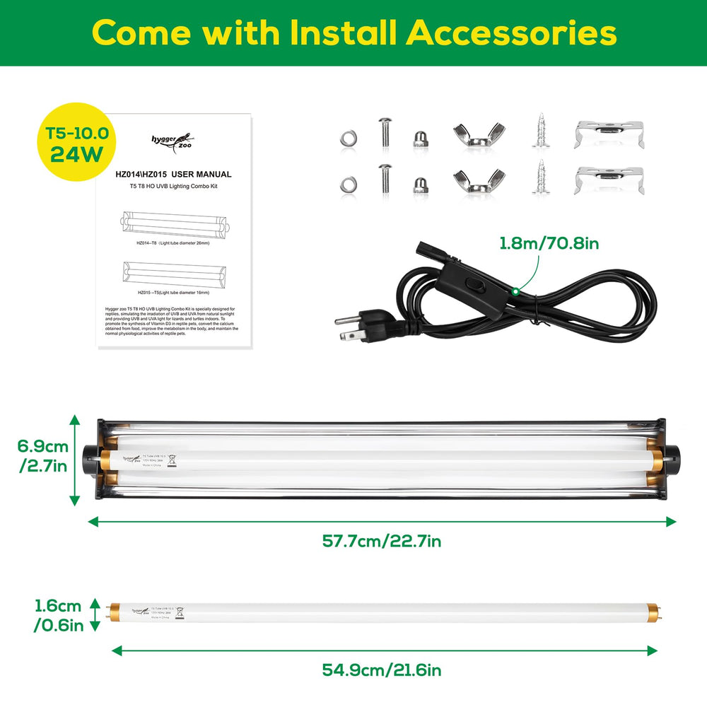 Hygger zoo UVB light supports mesh-cover or inside-tank mounting for flexible installation.