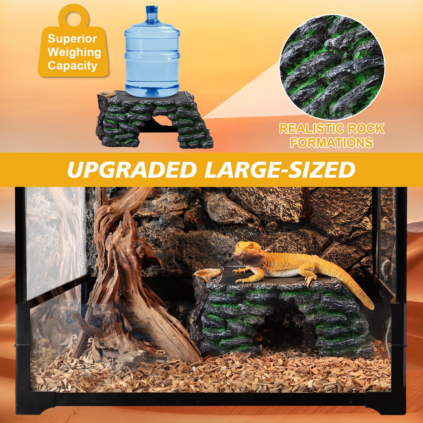 Hygger Zoo multi-use reptile accessory supports climbing hiding and hydration