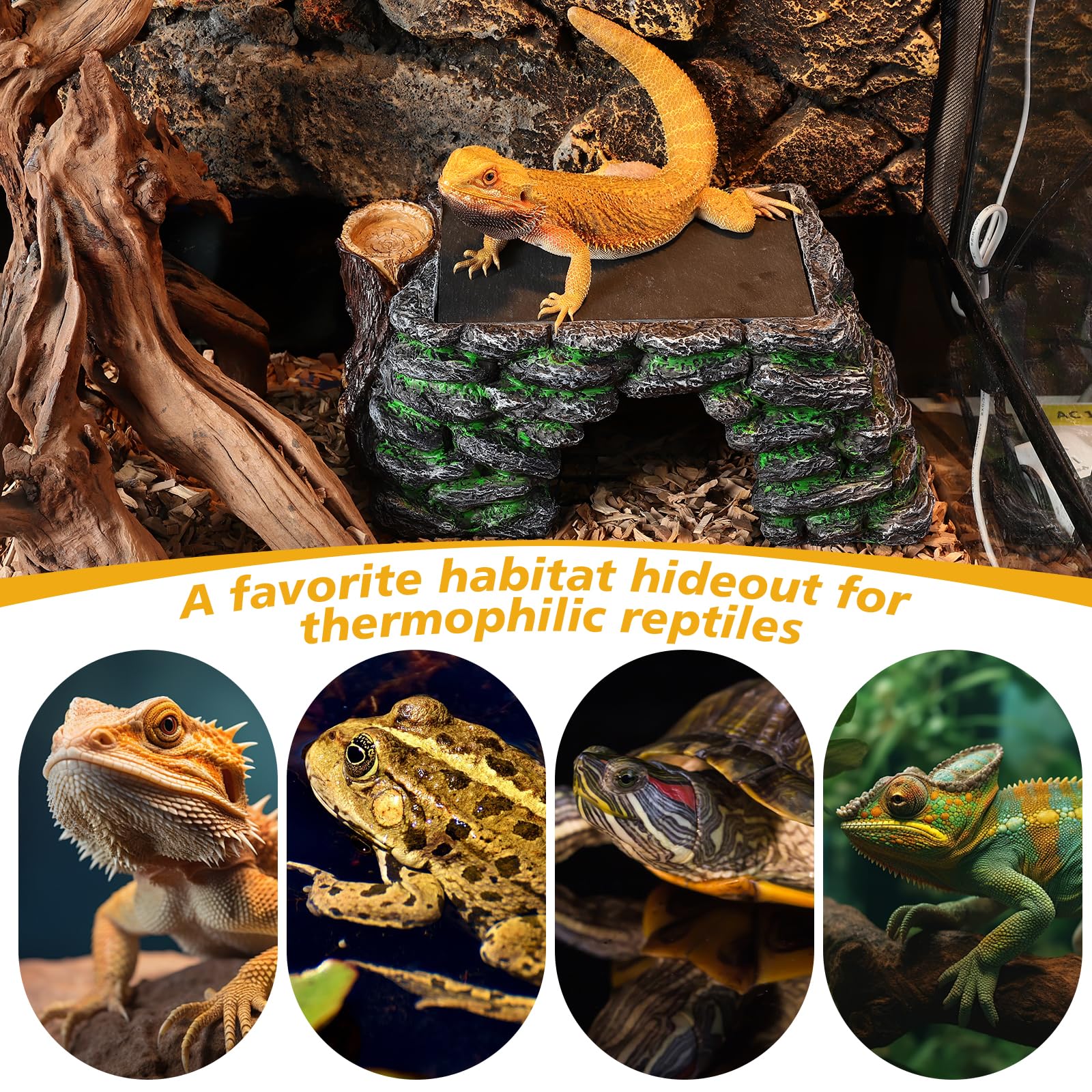 Hygger Zoo wood-slate combination emphasizes natural habitat realism for reptiles