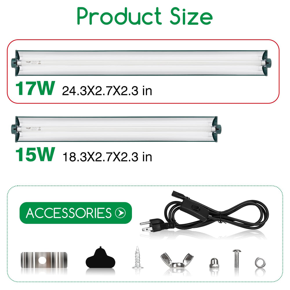 Hygger Zoo T8 fixture angle view showing UVB and UVA output.