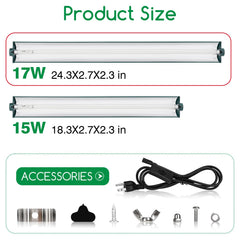Hygger Zoo T8 fixture angle view showing UVB and UVA output.