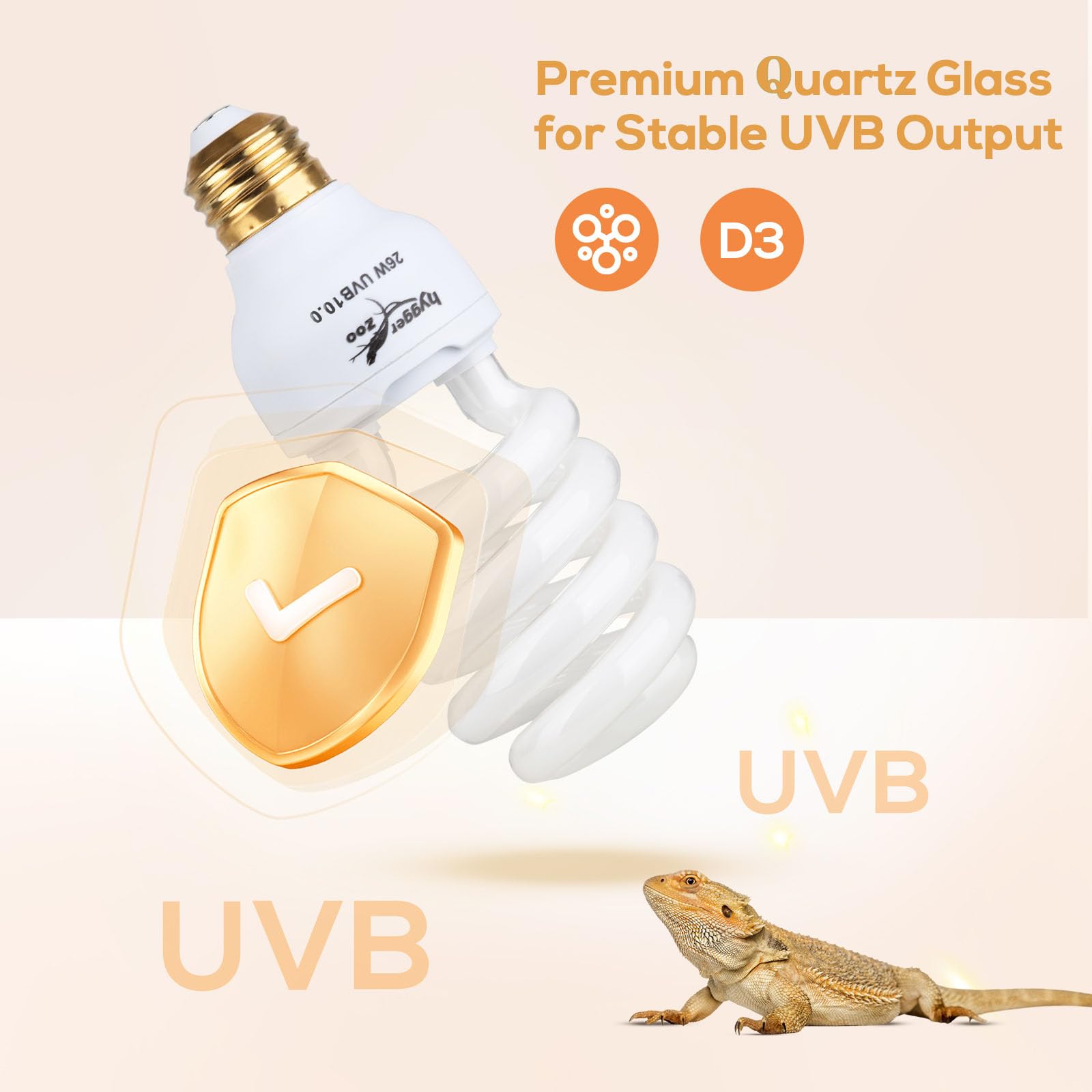 Hygger zoo UVB bulb suits desert reptiles like bearded dragons.