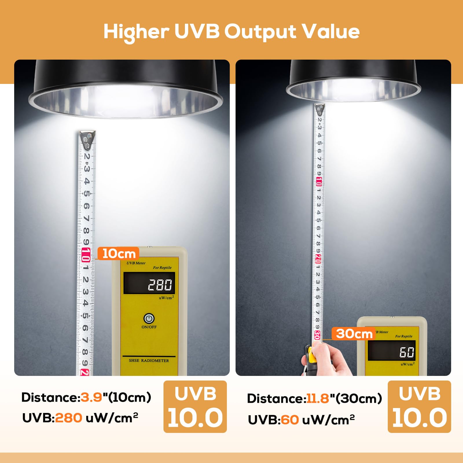 Hygger zoo UVB bulb offers even brightness across terrarium.