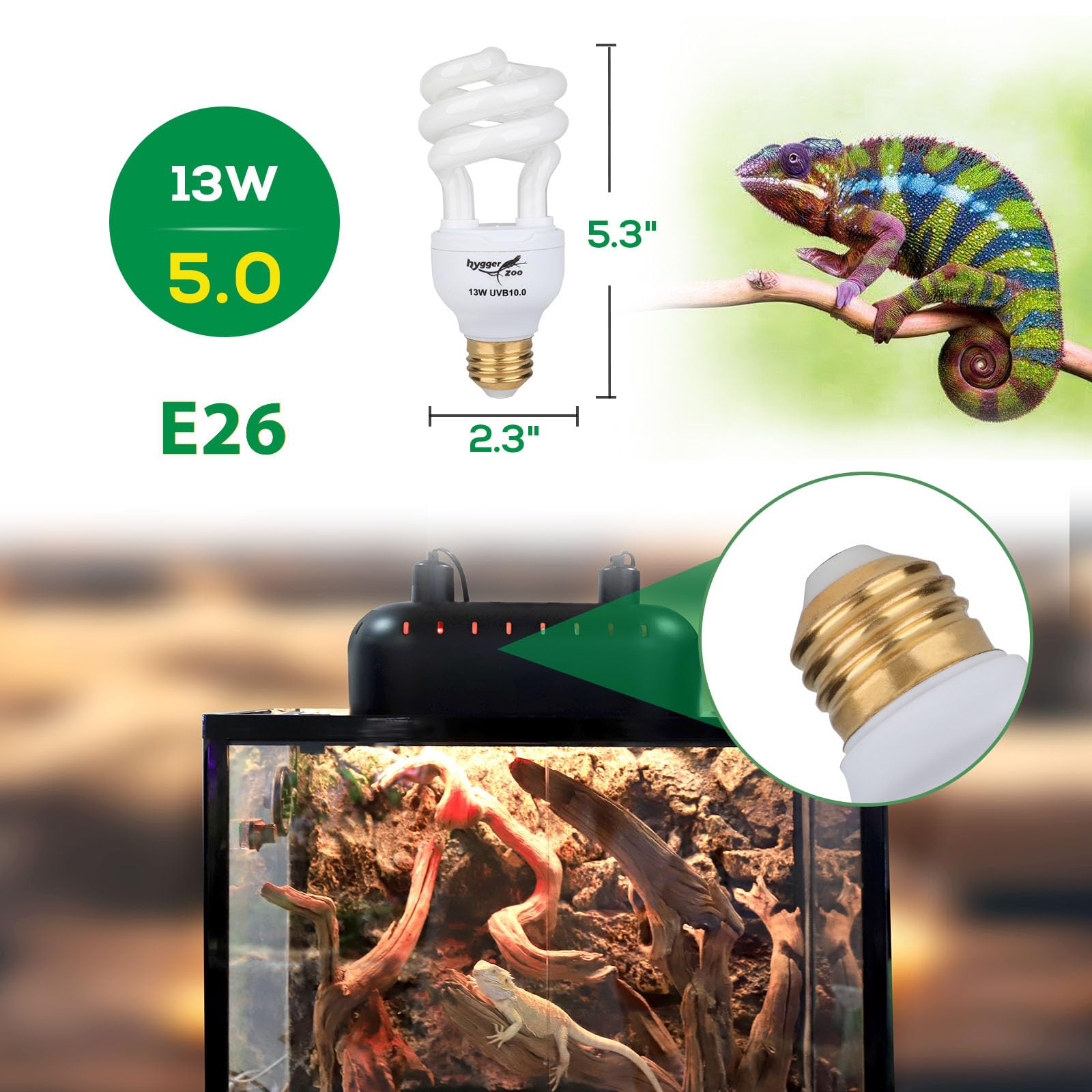 Hygger zoo UVB bulb packaging gift-box display highlighting thoughtful reptile-loving gift.