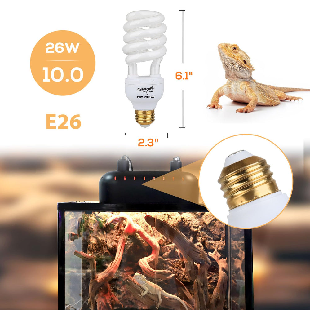 Hygger zoo UVB bulb features efficient heat dissipation for longevity.