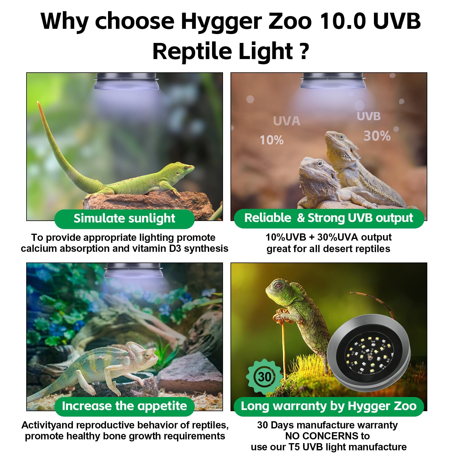 Hygger zoo UVB light desert mode ready for arid terrarium environments.