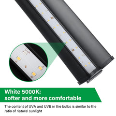 Hygger Zoo UVB Light for desert reptile setup provides near natural light balance.
