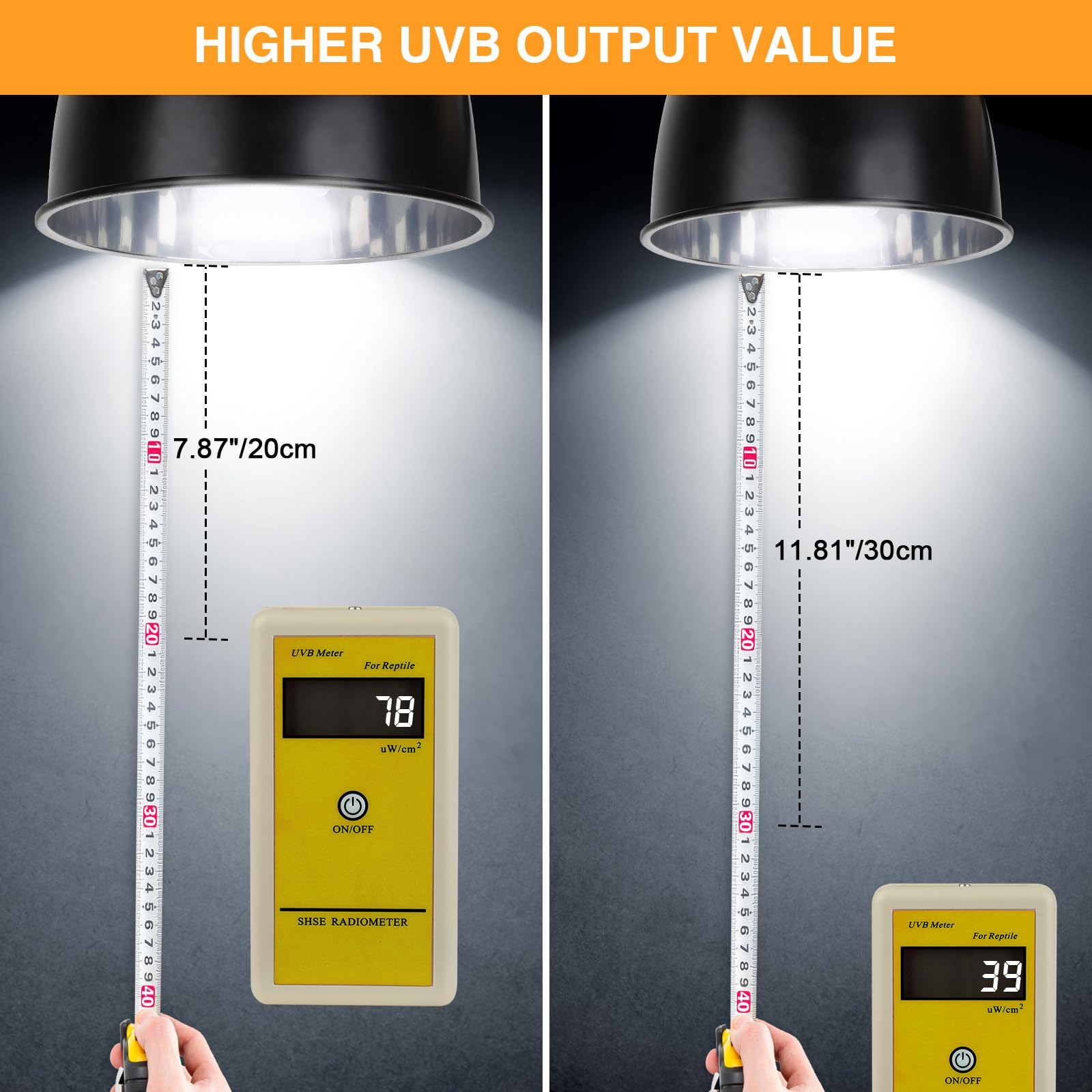 Hygger Zoo UVB light with quartz glass ensures stable UV output.