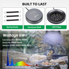 Hygger zoo UVB light tropical mode delivers UVB for tropical habitat reptiles.